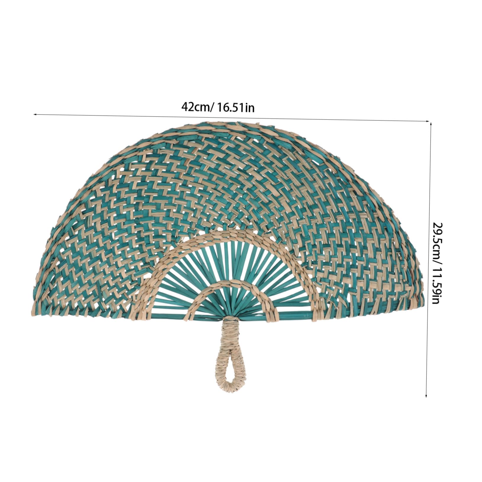 Abanico Tejido a Mano de Paja Natural Verde Semicircular para Decoración de Pared Estilo Bohemio y Rústico Función Colgante Adecuado para Verano