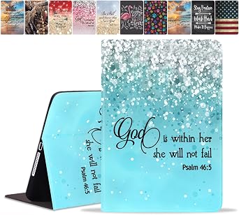 Case for iPad A16 11th Generation 11 Inch 2025/ iPad 10th Generation 10.9 Inch 2022, Adjustable Stand with Auto Wake/Sleep Slim PU Leather Cover, Blue Glitter Quote Bible Verse Psalm 465