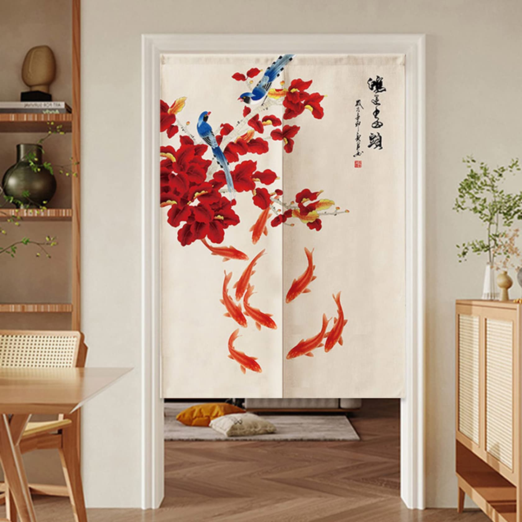 暖簾 のれん ノレン ドアカーテン 85*150CM 和風 ロング 綿麻 和柄