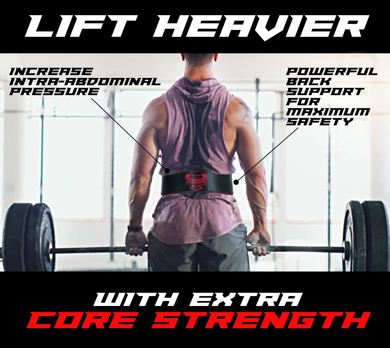 Arsa Fitness Ceinture à levier réglable en cuir de vache véritable pour haltérophilie, soutien du dos, soulevé de terre, squats, 10 mm d'épaisseur, 10,2 cm de largeur – Nighthawk