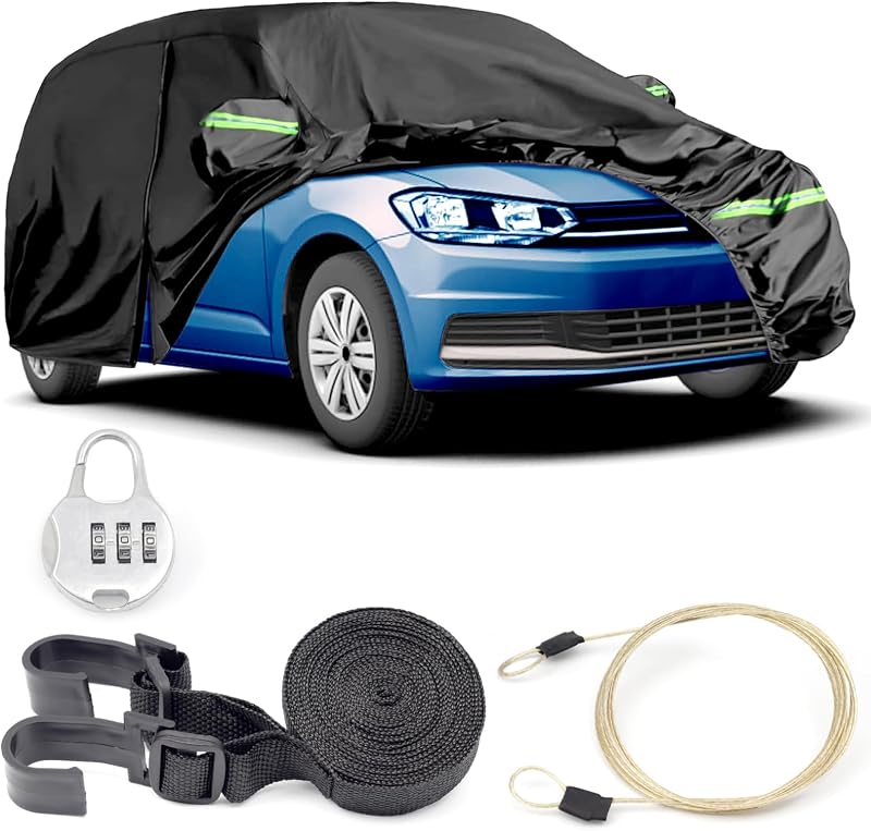 Generic Autótakaró Volkswagen VW Touran 2003-2024 Modellekhez - Vízálló, Szélálló, UV-védelem, Pamut Béléssel, Cipzáras Ajtónyílással, Feket