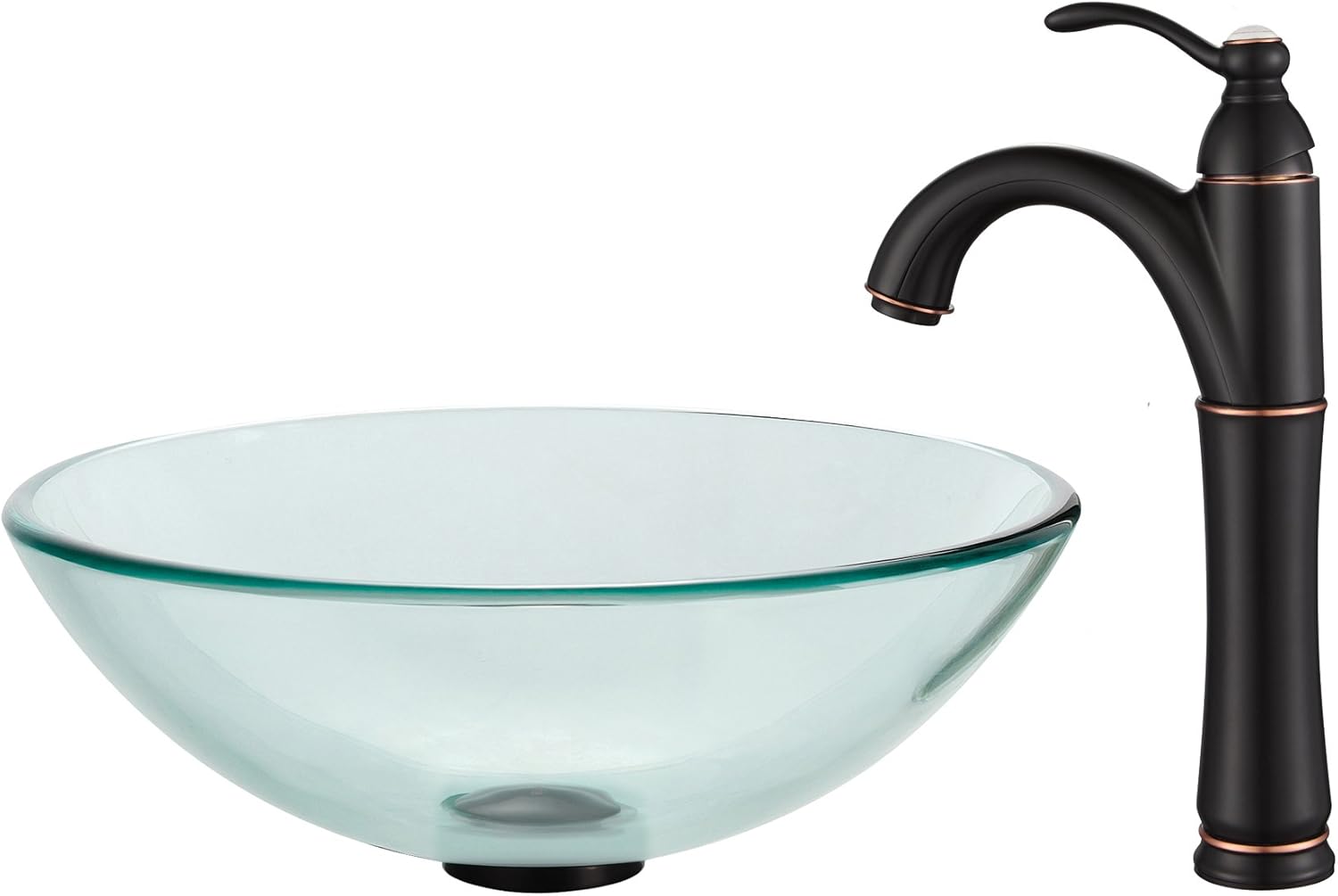 Authеntіс Crаzу Dеаlѕ Kraus C-GV-101-12mm-1005ORB Clear Glass Vessel Sink and Riviera Faucet Oil Rubbed Bronze Authеntіс Crаzу Dеаlѕ Kraus C-GV-101-12mm-1005ORB Clear Glass Vessel Sink and Riviera Faucet Oil Rubbed Bronze