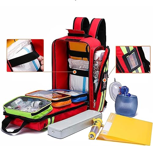 Miniatura 5 de Bolsa médica de primeros auxilios vacía para tratamiento de emergencia, bolsa grande para trauma, impermeable, multibolsillo, para senderismo,