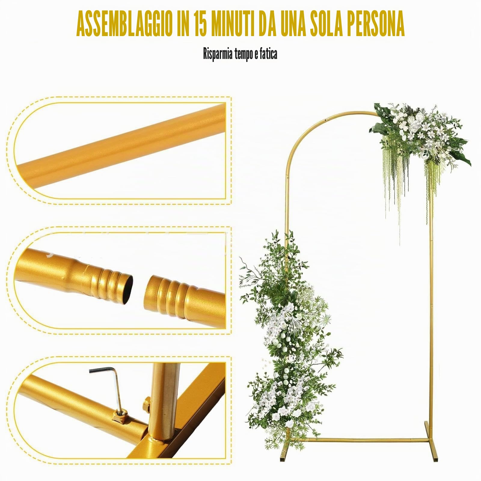 1,8 m per arco di nozze, supporto per feste, fiocchi di nozze per cerimonia, supporto per palloncini, decorazione per feste di compleanno, cornice per porta dorata