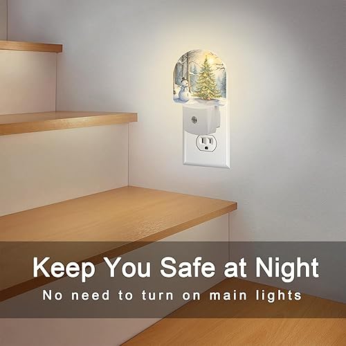 Miniatura 6 de Árbol de Navidad con luz nocturna de muñeco de nieve para niños, luz nocturna de muñeco de nieve de vacaciones de invierno, enchufe con sensor de