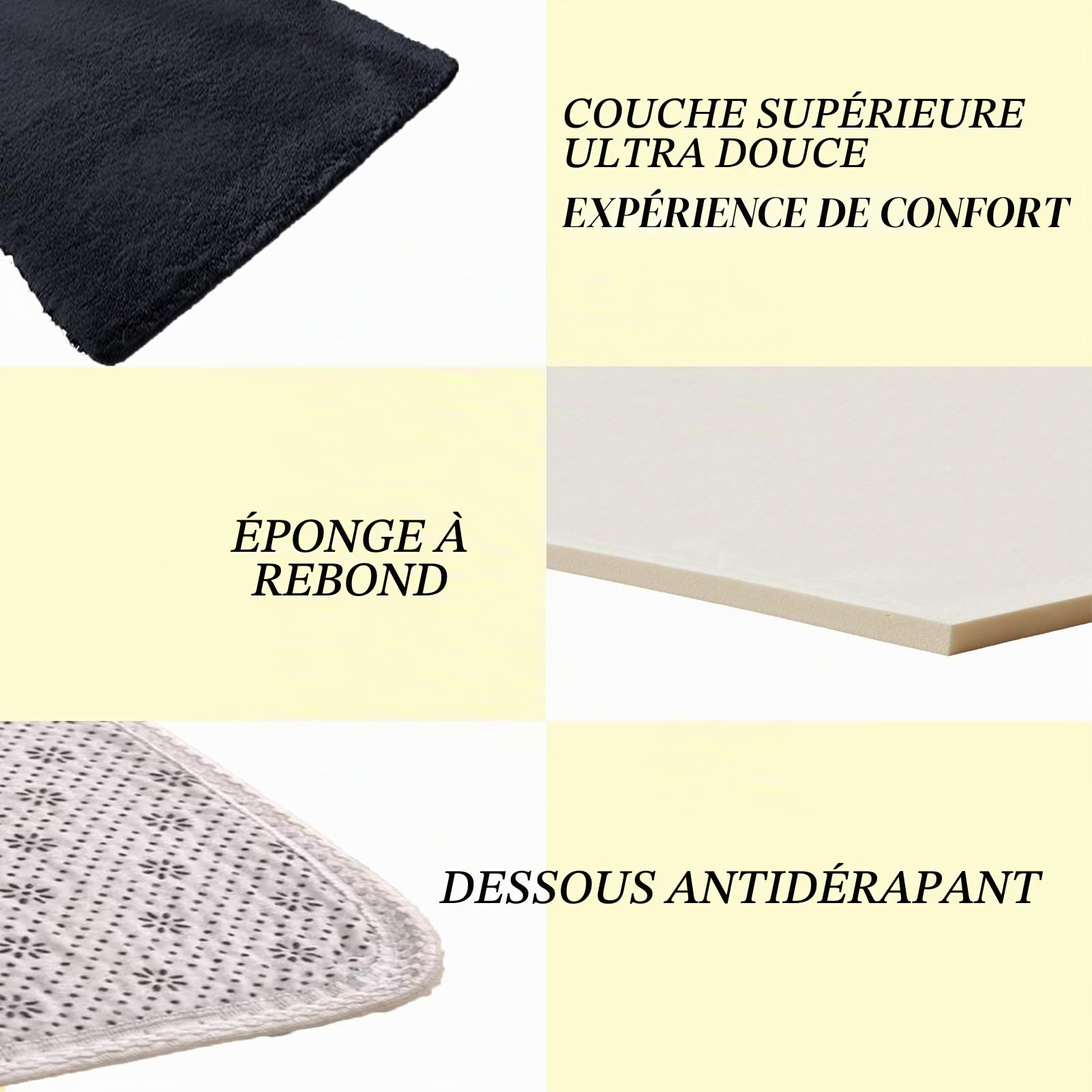 Tapis Moelleux Chambre 90 x 190 cm Aspect Fourrure Tapis Moelleux à Poils Courts Doux Au Toucher pour Salon Chambre Filles Enfants, Noir