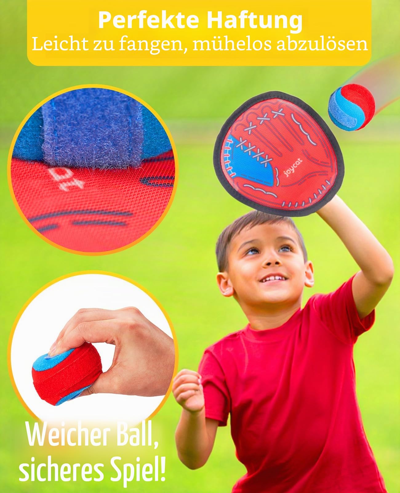 JoyCat Klettballspiel für Kinder Klettball Strandspielzeug Outdoor Spielzeug Wurfspiel Kinder Erwachsene Garten Outdoor Draußen Strand Spiele Klettspiel Kinder Spiele Geschenke 4 5 6 7 8 9 10 Jahre