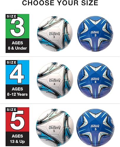 Miniatura 3 de Xcello Sports Balón de fútbol tamaño 5, paquete de 2 (azulplata, blancoazul) con bomba