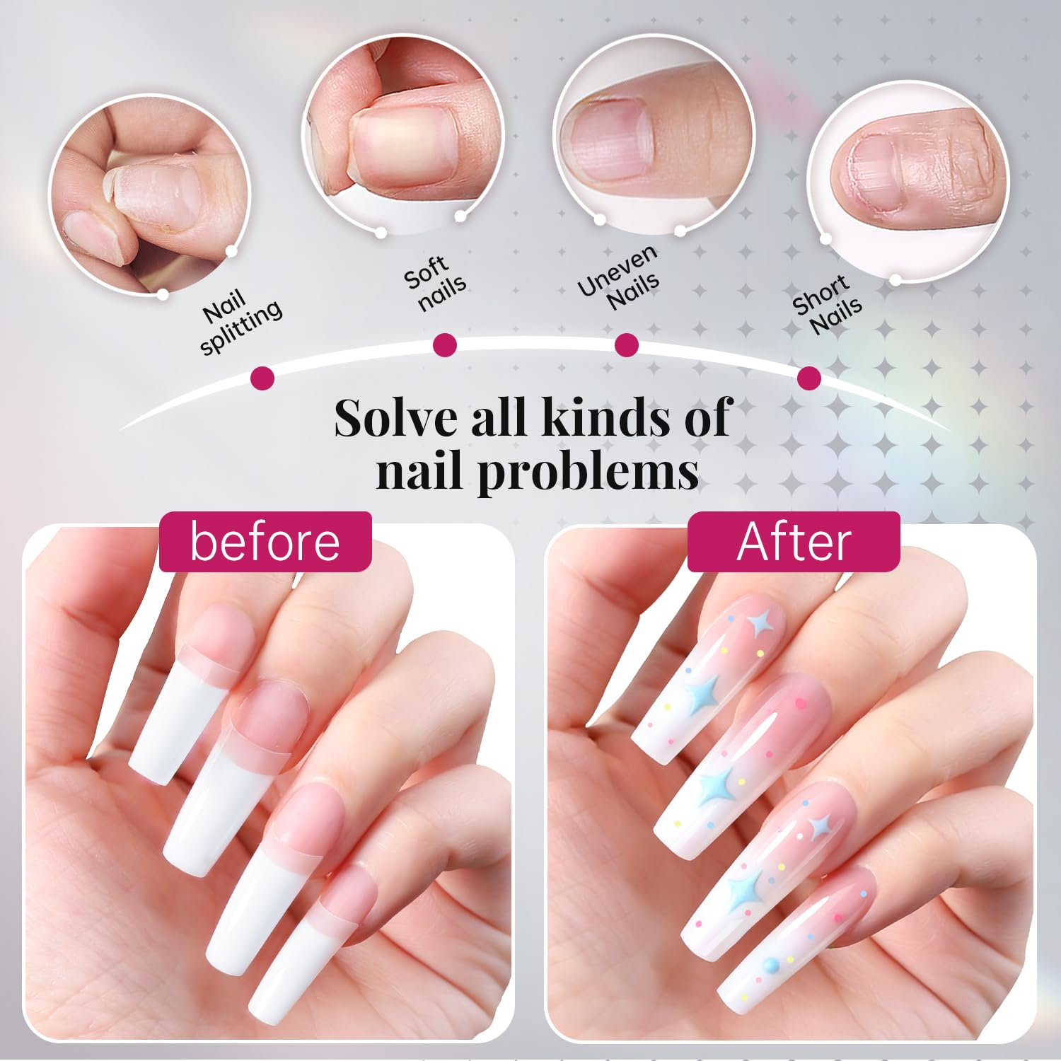 krofaue 500PCS False Nails Tips Lady French Style Acrylic Artificial Tip Manicure Half Cover with Box of 10 Sizes for Nail Tips Art Salons and Home DIY (White) - Image 6