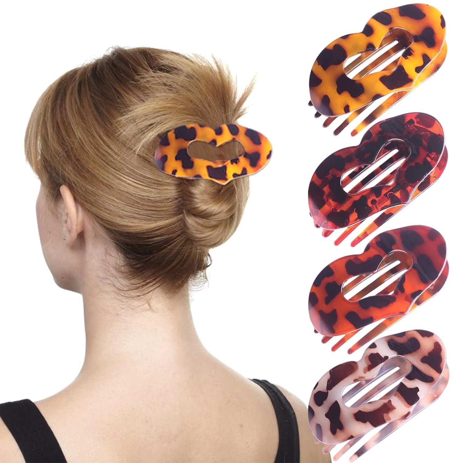 Flat Hair Clips for Women,Flat Claw Clips Lay Down Clips for Hair French Duck Billed Strong Hold Jaw Claw for Thick Thin Hair 4 Pcs