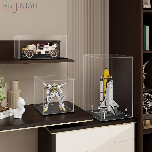 Vitrine Acrylique, Vitrine Exposition Transparent, Vitrine Figurine, Vitrine pour Collection, vitrine Voiture Miniature pour Figurines, Jouets, Objets de Collection, Noir (20x20x30cm) - 4