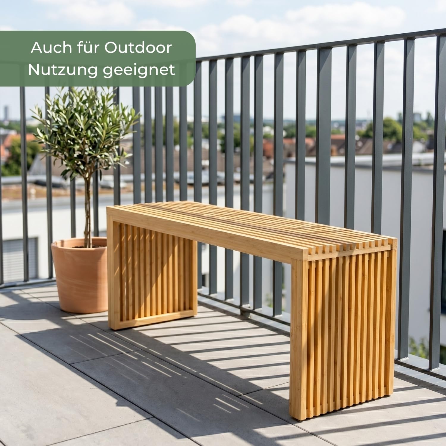 Adabor Sitzbank aus Bambus Holz – Hochwertige Holzbank für Flur, Wohnzimmer, Esszimmer und Küche, stabile & Pflegeleichte Schuhbank | extrem belastbar, höhenverstellbar & rutschfest