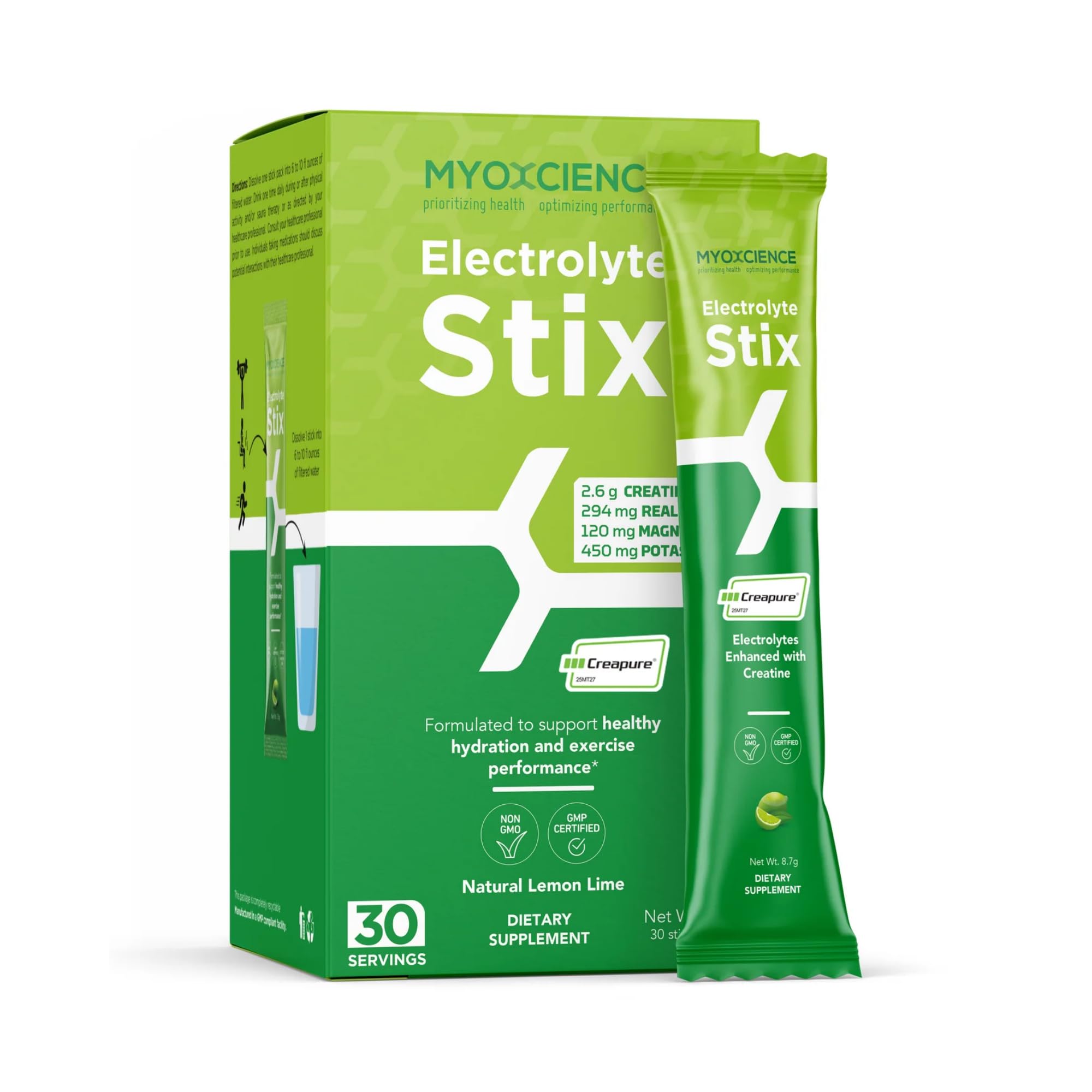 Electrolyte Stix | Real Salt, Electrolytes, Magnesium Potassium Plus Taurine and Creatine (Lemon Lime)