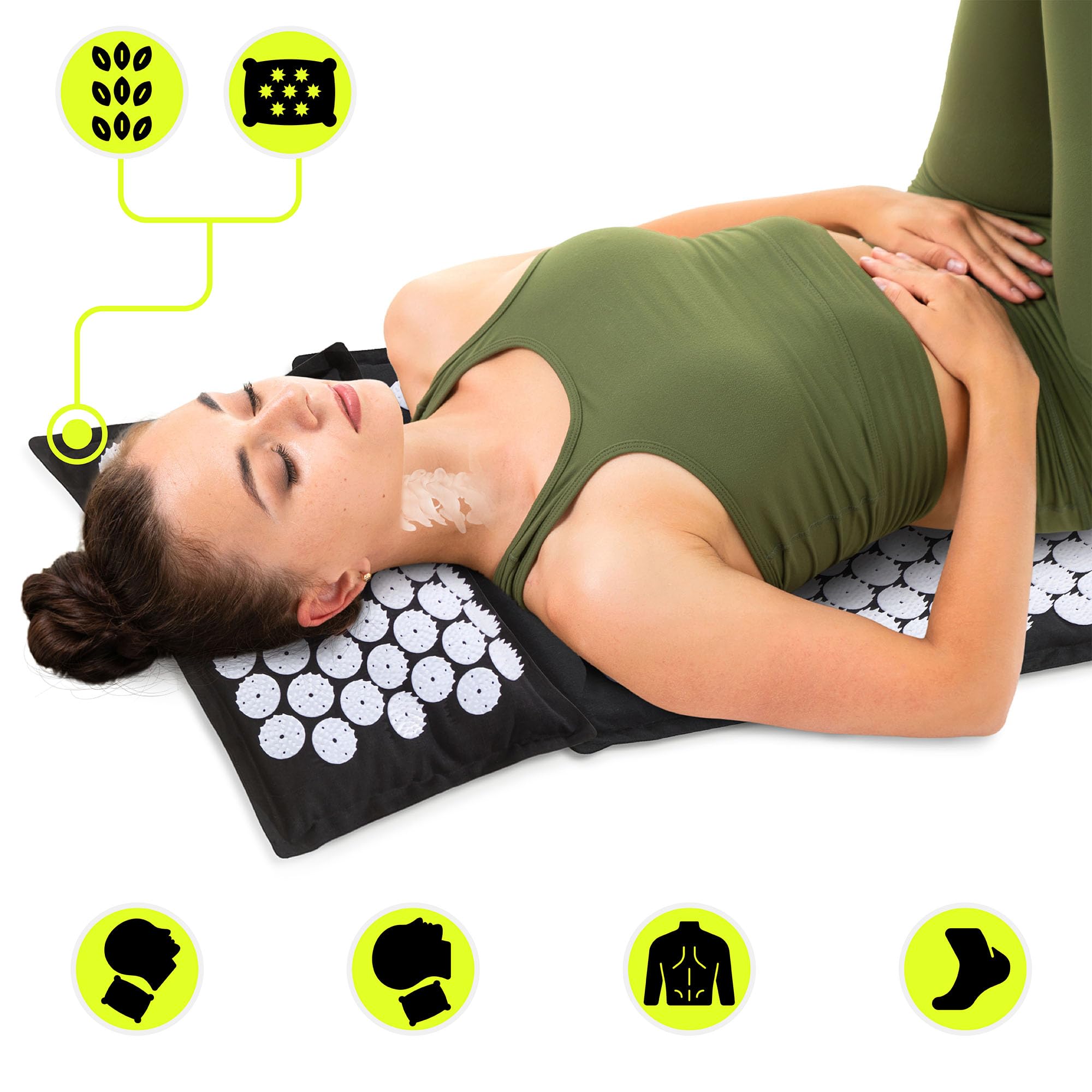Hypermotion Tapis Acupression ECO, Tapis Champ de Fleurs 3-en-1 en Lin, Fibre de Coco et Sarrasin - Soulage Mal de Dos, Nuque et Tensions Musculaires - Naturel et Respirant - 7 182 Points de Pression