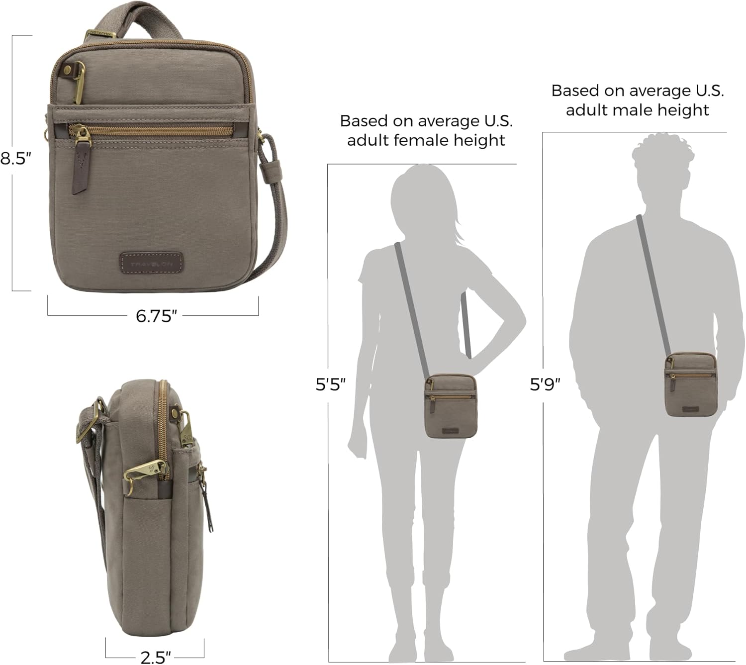 Travelon Anti-theft Courier Small N/S Slim - Image 2
