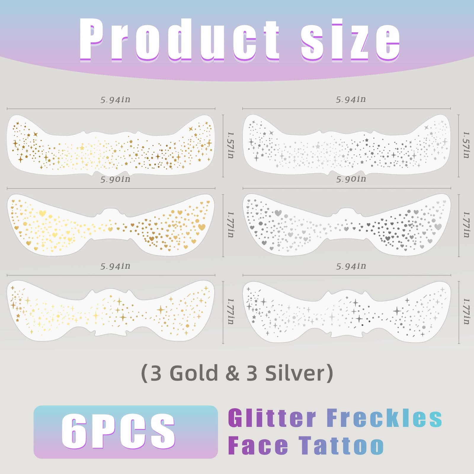 Pack of 6 Glitter Freckles Face Tattoos - Image 2