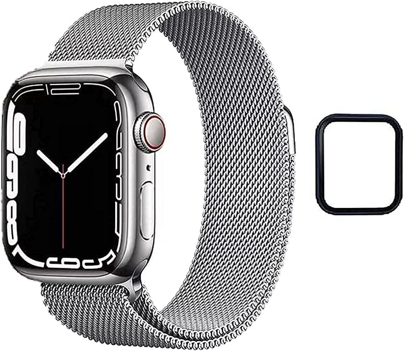 Dado Milanese Loop Strap for Apple Watch Series 10 | Ultra 2 | 9 | 8 Ultra | 8 | 7 | 6 | SE, Stainless Steel Mesh type Band with Add on Screen Protector