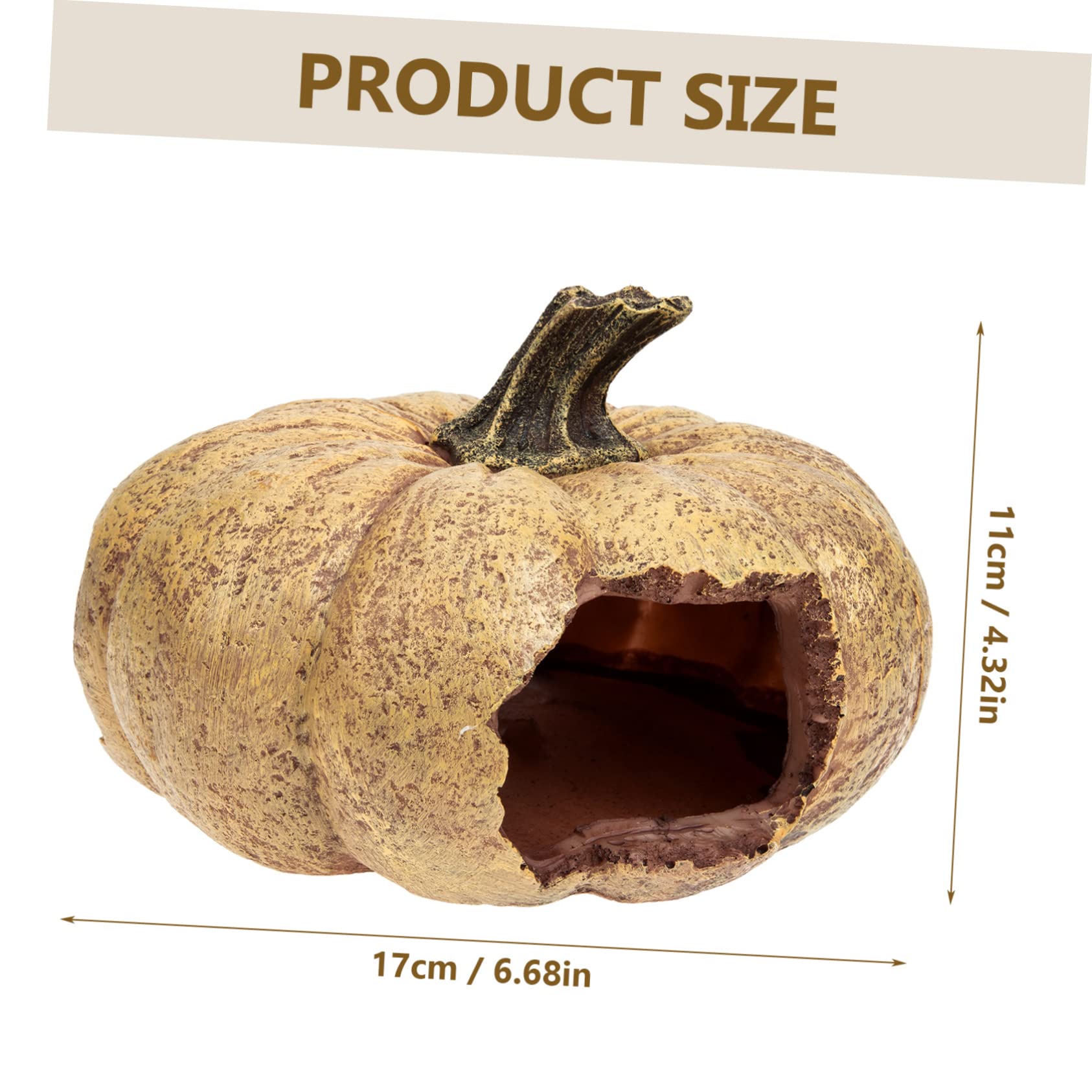 Garneck Delicate Reptile Hideout Pumpkin Decor for Terrarium Lightweight Decorative Cave for Reptiles Lizards Turtles and Aquatic Environments Guest Essential