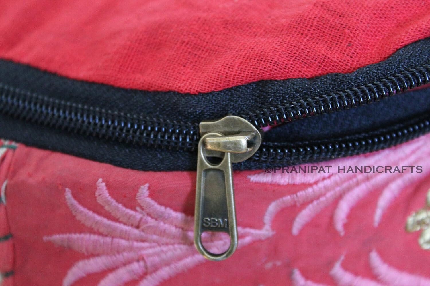 Vintage Patchwork 22" inch Round Ethnic Pouf Cover Ottoman Stylish Footstool Embroidered Mudda Cover (Red)