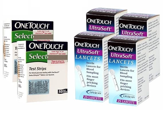 OneTouch Select Test Strips 100s Pack + 4 * 25s OneTouch Ultrasoft Lancets