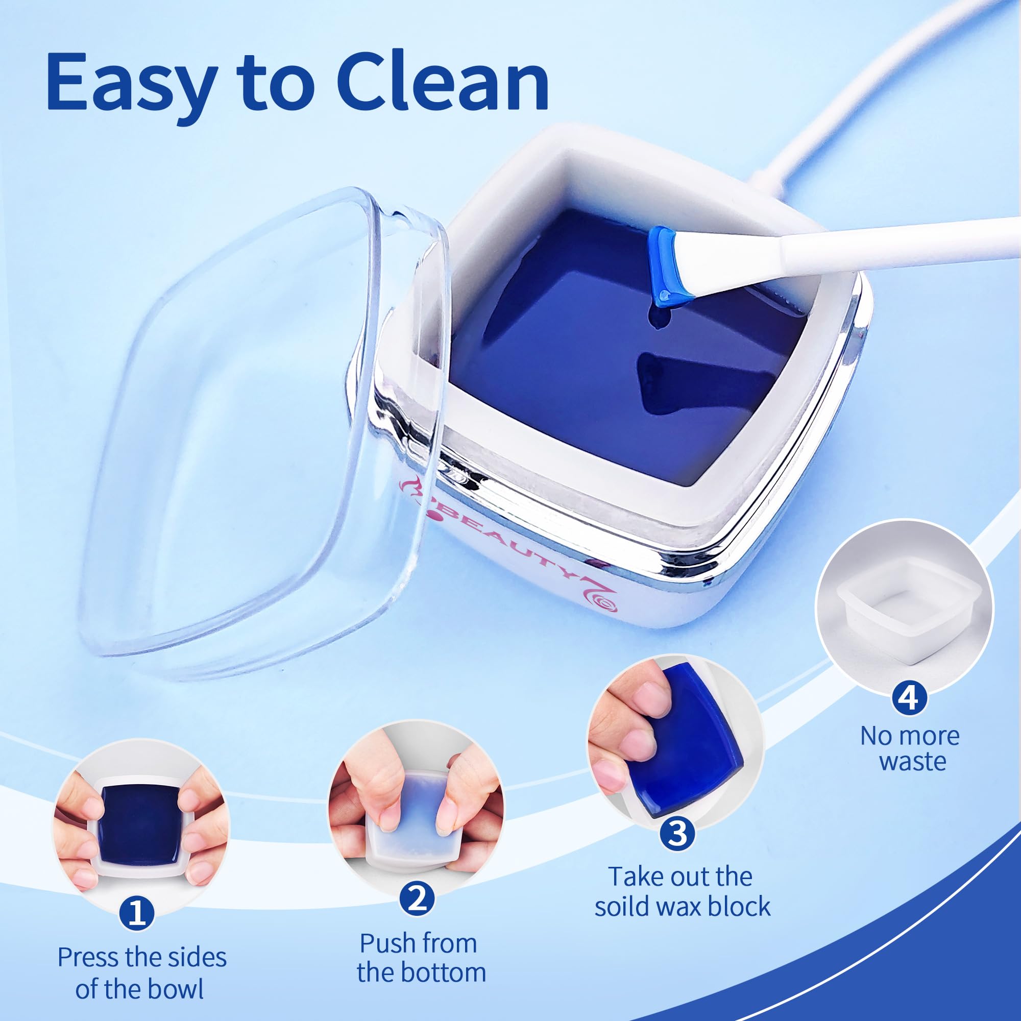 Mini Scaldacera Professionale Kit per Depilazione Uomo e Donna, per il viso, le Orecchie e il Naso, 100g Ceretta, 10 Applicatori 10 Stampini per Baffi, Sicura, Veloce, Indolore dei Peli