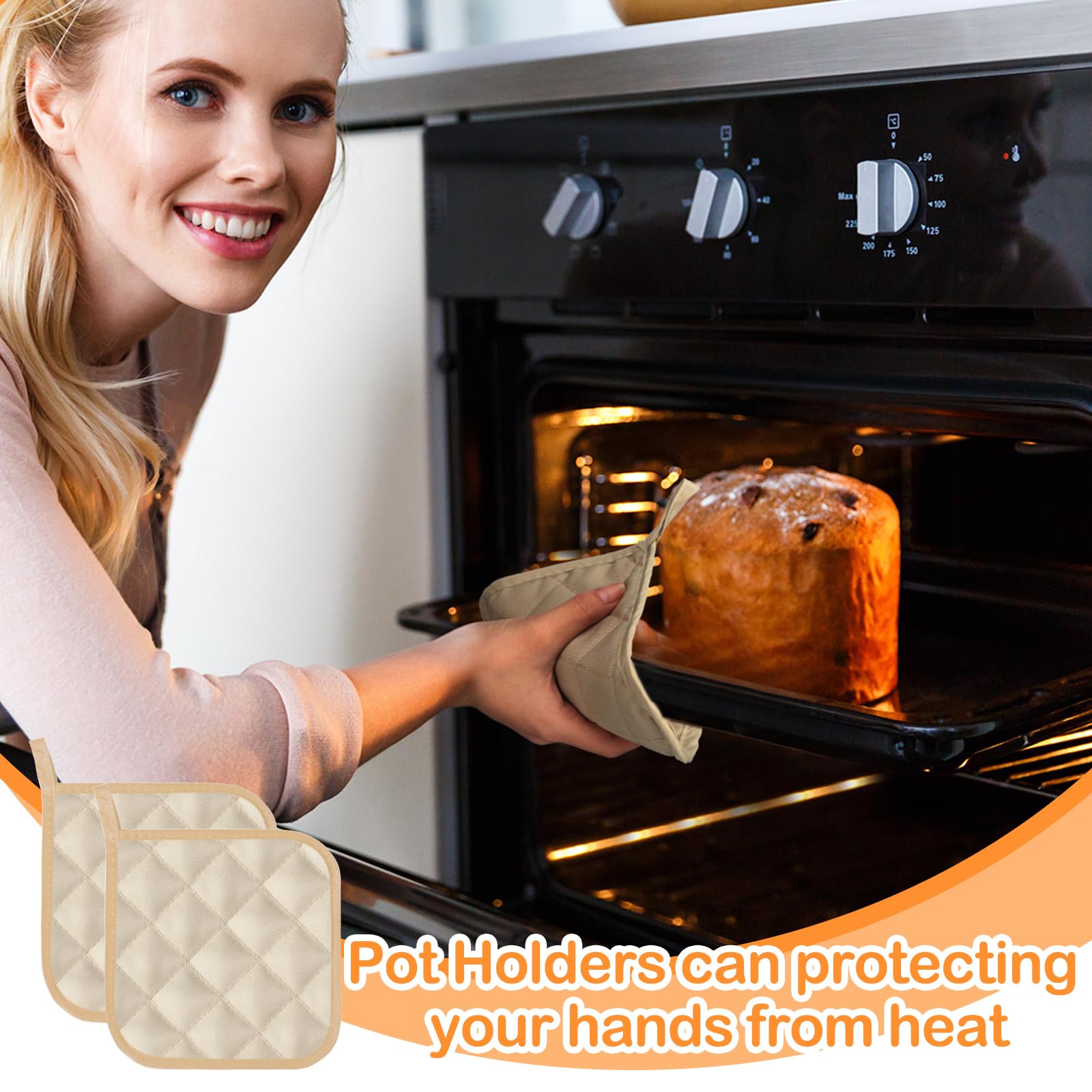 36 Pcs Pot Holders for Kitchens Oven Pot Holders Cotton Hot Pads Graduation Gifts Bulk Holders with Hanging Loops for Cooking 7 x 7 in, 9 Colors - Image 5