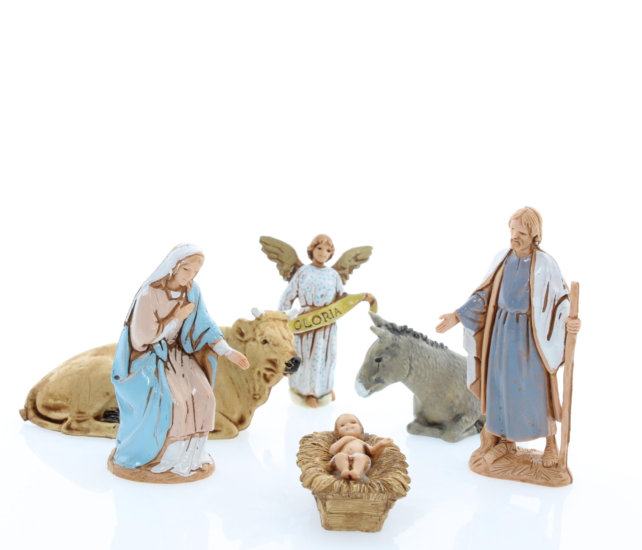 Moranduzzo Natividad 6 Figuras para Belén de 6,5 Cm Escala 1:30 - Figuras de Belén Indestructibles - Pintura Acabada a Mano, Producto Oficial, Escultor M. Landi