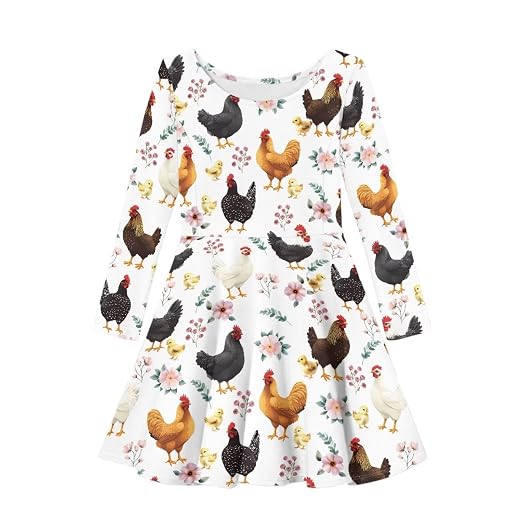 Vestido de outono para meninas, manga comprida, rodado, skatista, roupas fofas para festas casuais