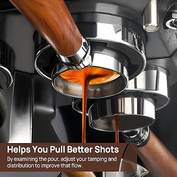Bottomless Portafilter 54mm with 3 Ears, Replacement Bottomless portafilter Compatible with Breville Barista and 54mm Machines, Filter Basket Included