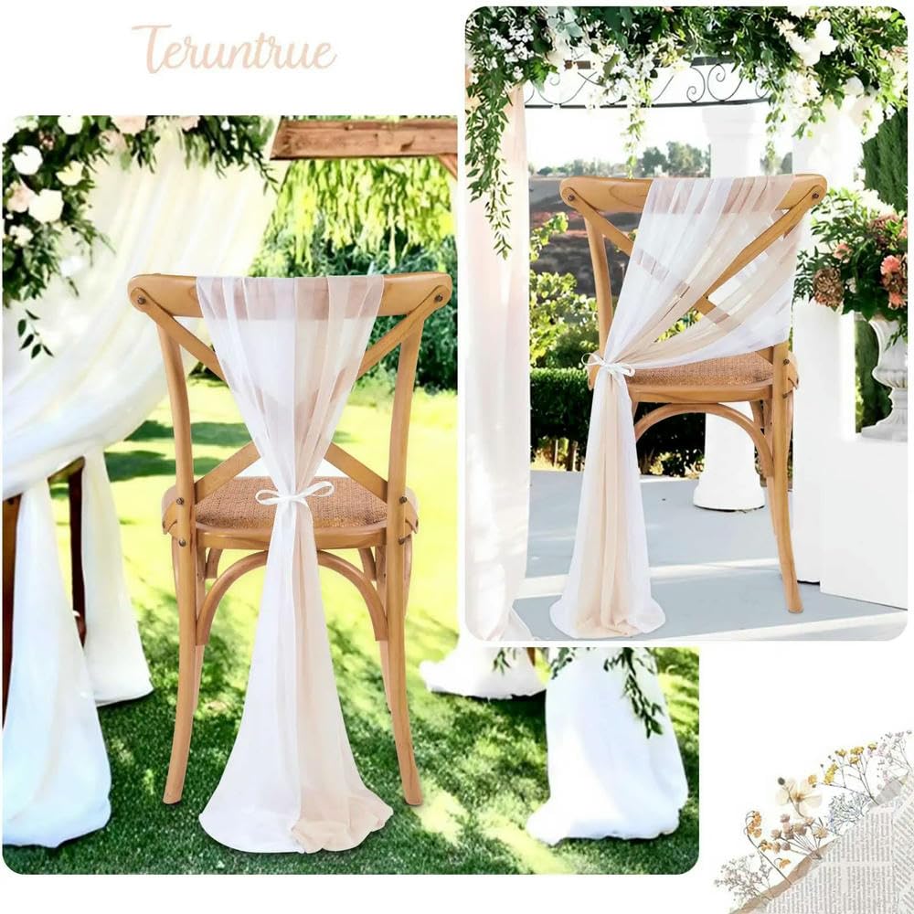 10/50 STÜCK Chiffon-Stuhlschärpen für Hochzeitsstühle, Dekoration für Hochzeitsgänge, Partys und Bankette (17 x 250 cm)