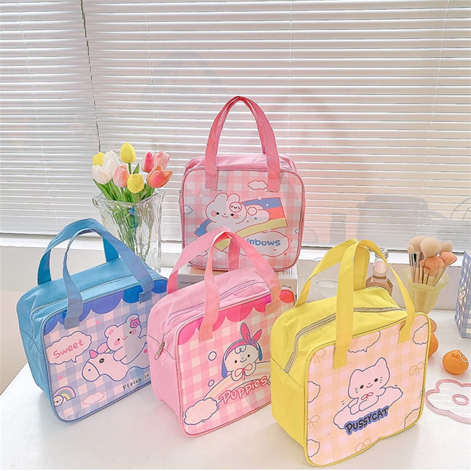 Bolsa de almuerzo niña dibujos animados fresco conservación bolsa conveniente almuerzo caja portátil bolsa de comida Oxford aislamiento portátil aislamiento caja de desayuno Bolsas de almuerzo
