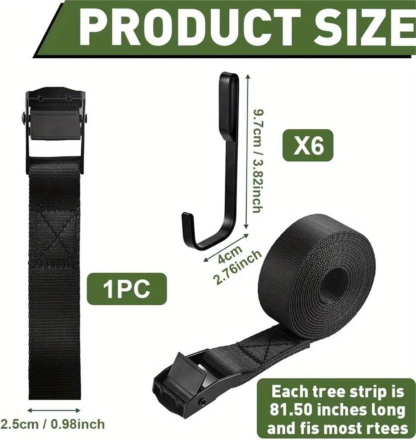 Tree Stand Gear Hanger 2-Set Webbing Tree Rack Equipment Hanger – Multi-Hook Bracket for Hunting Bow Bag, Saddle & Binoculars