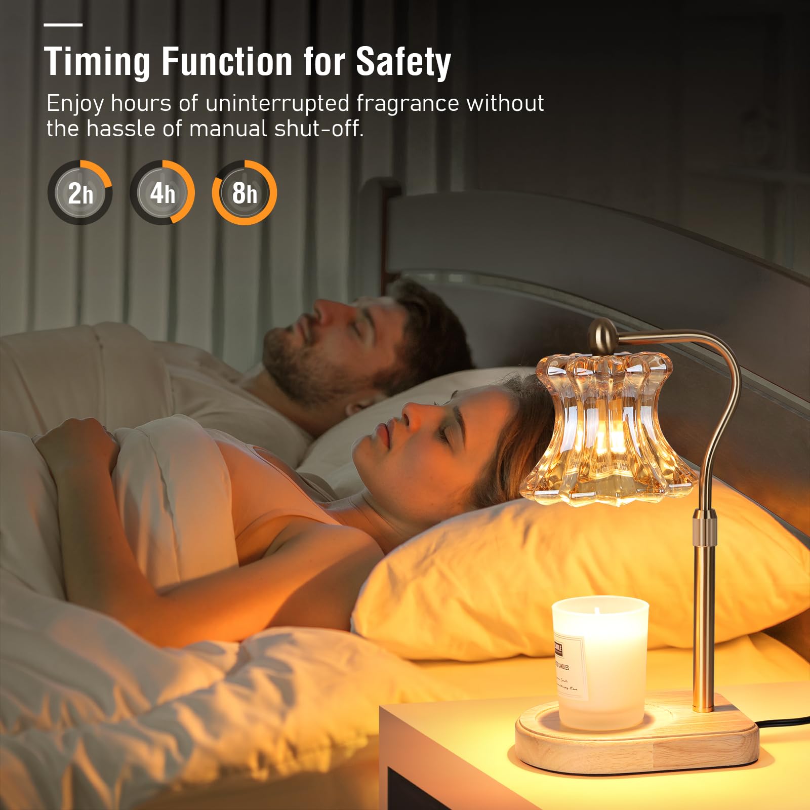 Lampada Candela, Lampada Scalda Candele with Dimmer 2/4/8H, Profumata Candle Warmer, Dimmable, Altezza Regolabile, con 2 Lampadine (Oro)