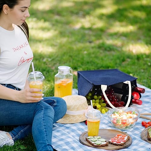 Vista 22 de Saintrygo 12 bolsas de yute de arpillera con asa, reutilizables en blanco, bolsas de regalo para dama de honor, para compras, bodas, bricolaje, 12 x