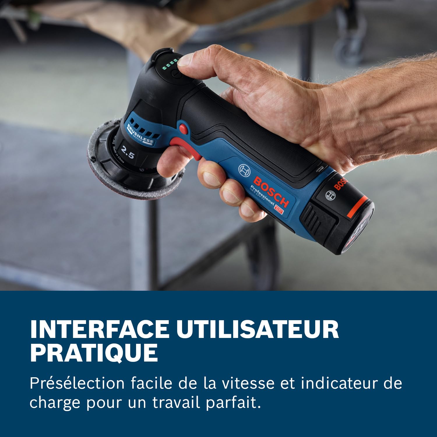 Bosch Professional 12V System Ponceuse excentrique sans fil GEX 12V-77 (inclus support plateau velcro monté de 77 mm, clé de serrage)