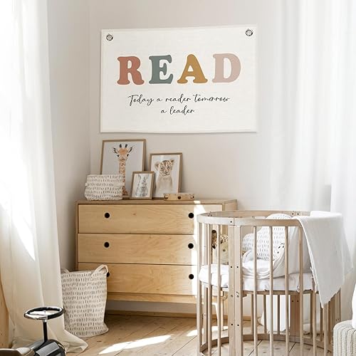 Miniatura 6 de Cartel de lectura bohemia, decoración de habitación infantil para amantes de los libros, biblioteca, guardería Today A Reader Tomorrow A Leader,