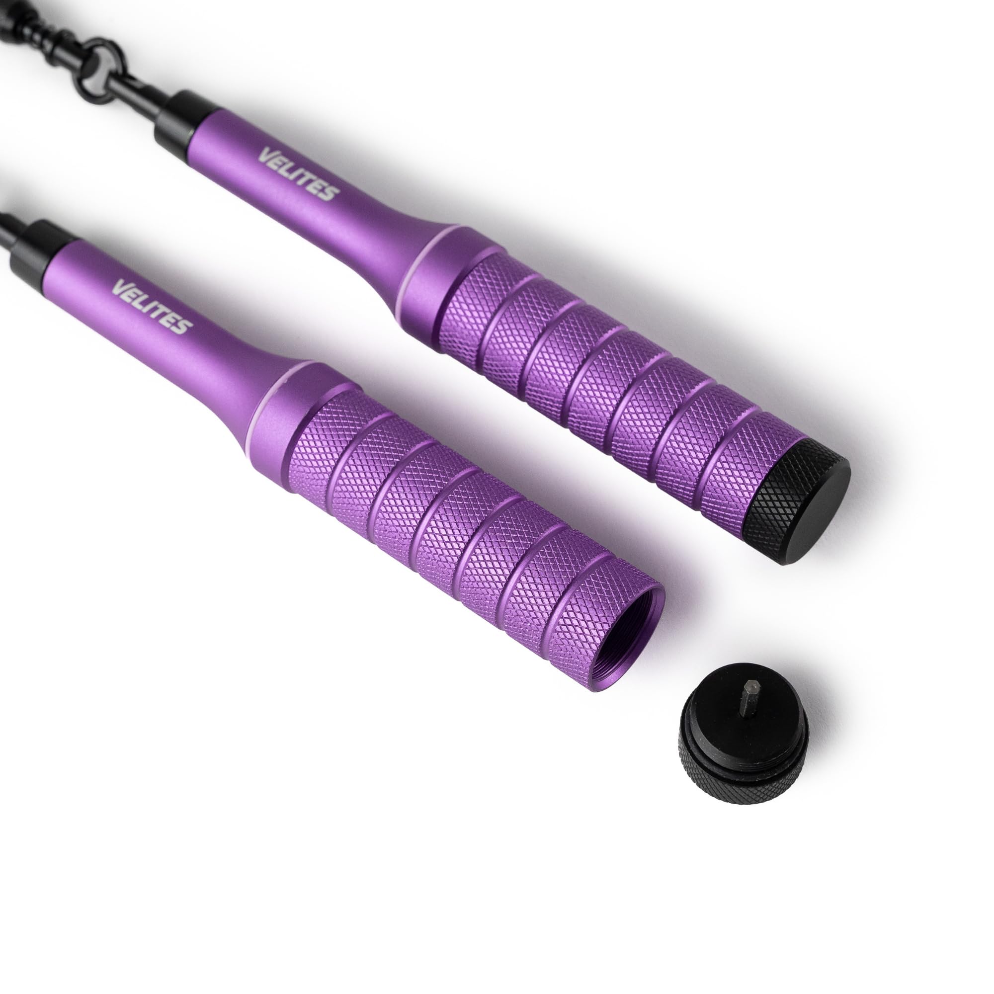 Velites Earth 2.0 Corda per saltare in alluminio aereo | Purple | Sistema avanzato con cuscinetti e cavo da 4 mm | Personalizzabile con pesi | App di allenamento inclusa