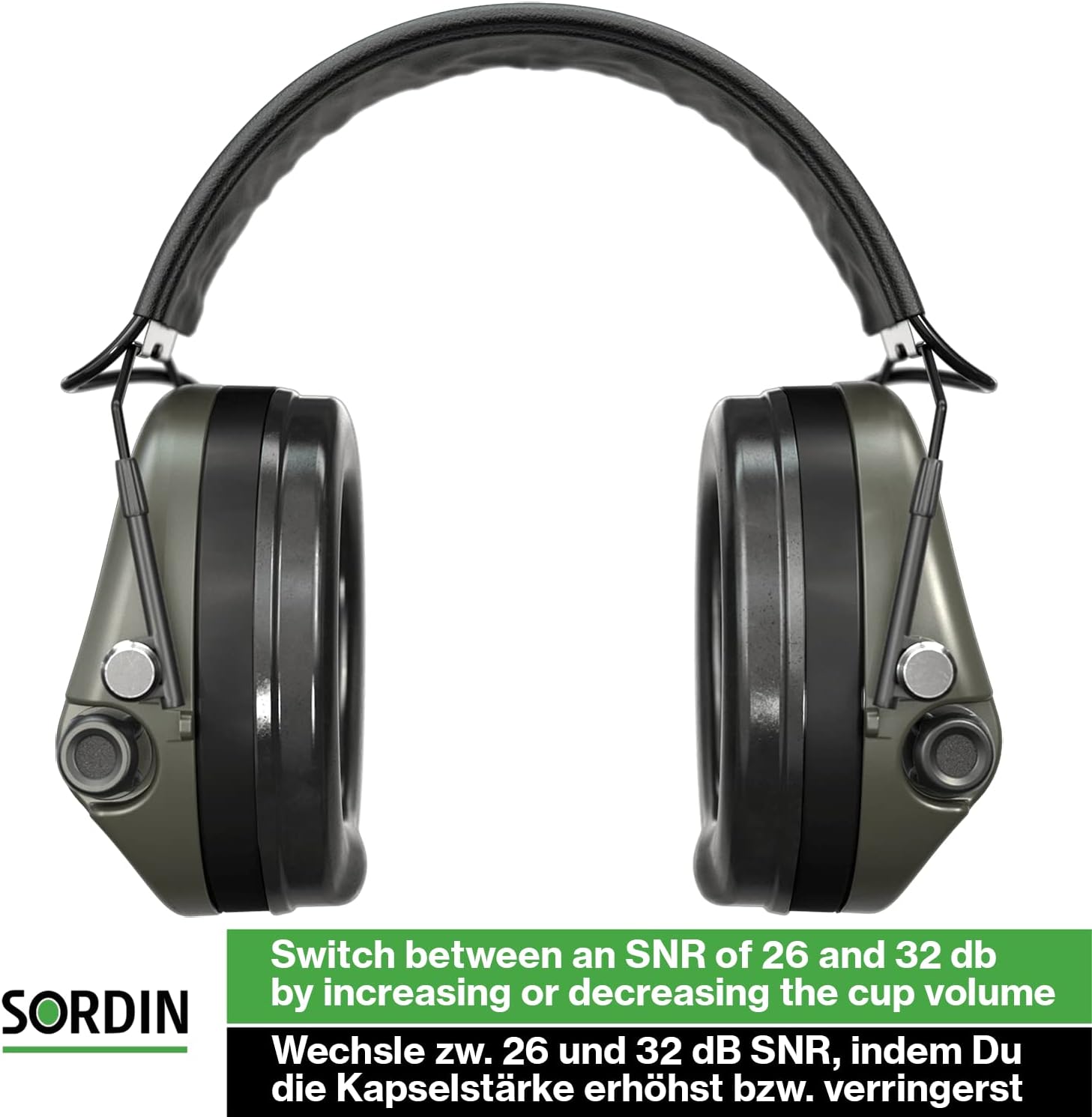 Sordin MIL AUX SFA Ear Muffs - Active and Electronic Military Ear Defenders w/ 31 dB SNR Attenuation Ring - Tactical Earmuffs