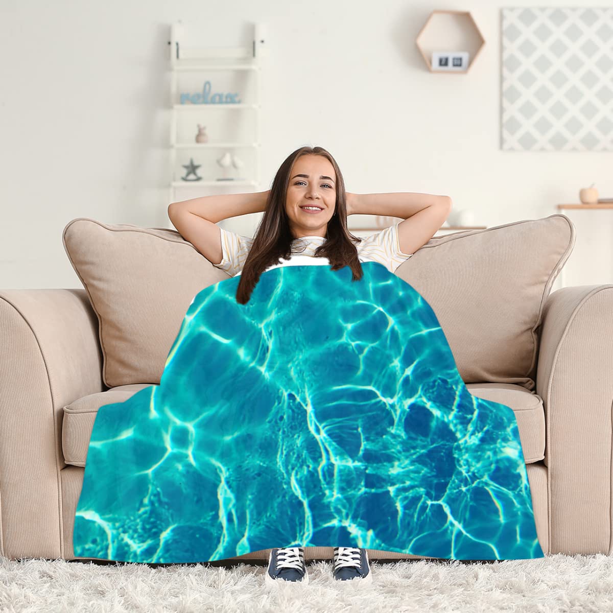 Amazon.com: Water Texture 60 x 50 Inch Throw Blanket for Sofa