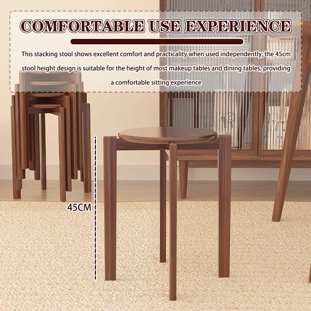 Sgabello Impilabile Set di 4 Sgabelli Rotondi Impilabili in Stile Vintage, Sgabello da Toeletta per Camera da Letto, Sgabello da Ricevimento per Soggiorno