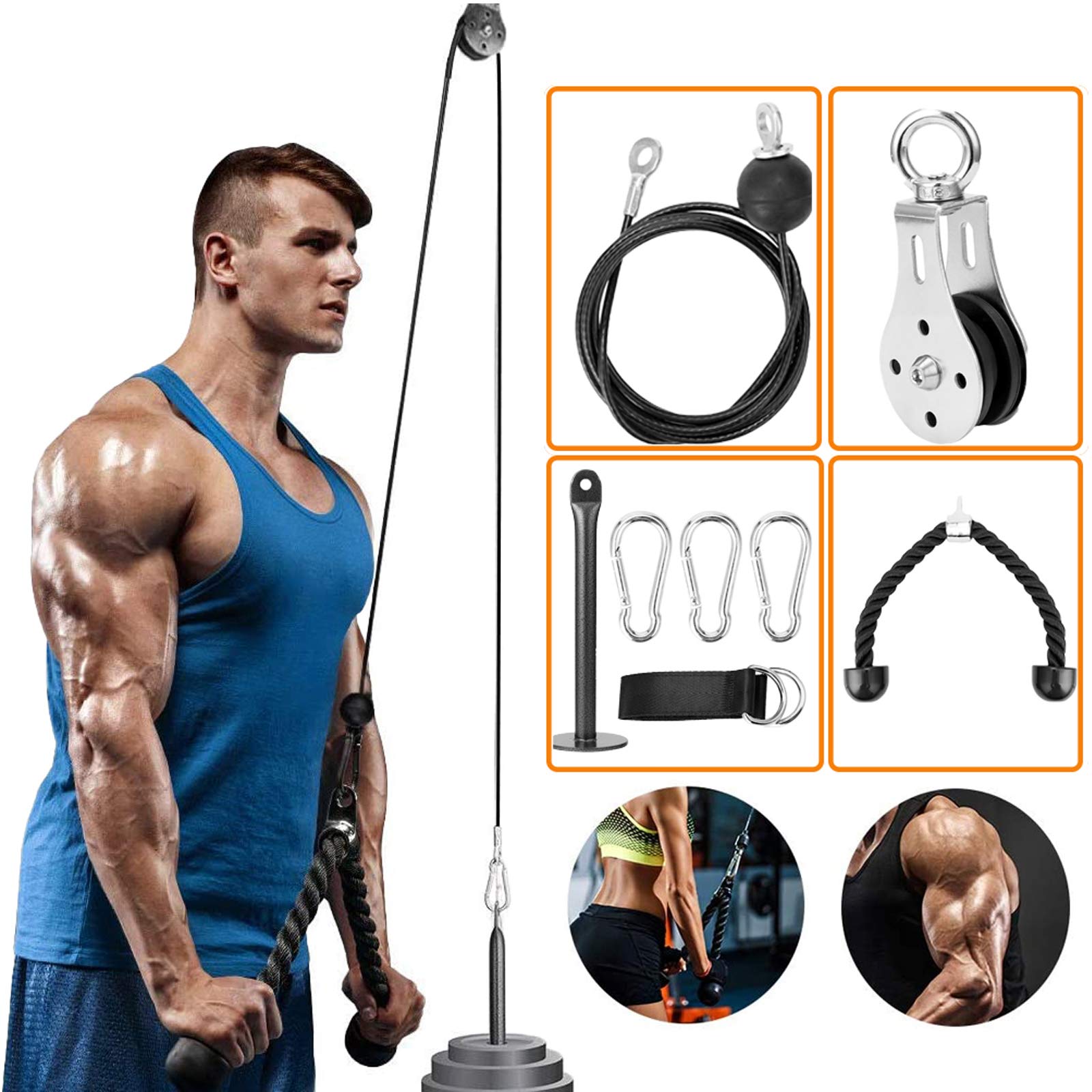 Buy Riiai Fitness LAT and Lift Pulley System,Cable Machine with Detachable Rowing Handle and