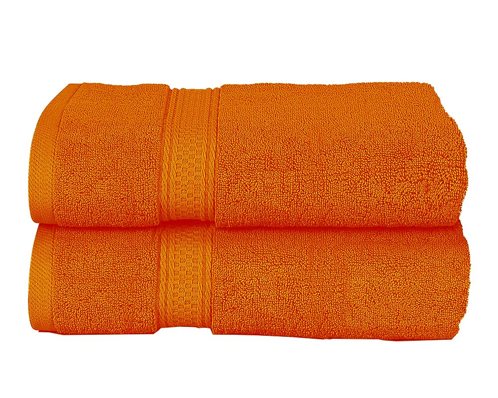Milosc 2 Pack Bath Sheet 100% Egyptian Cotton 600GSM Hotel Quality Guest Towel Set Super Absorbent Quick Dry Extra Soft Bathroom Bath Sheet Sets (Orange)