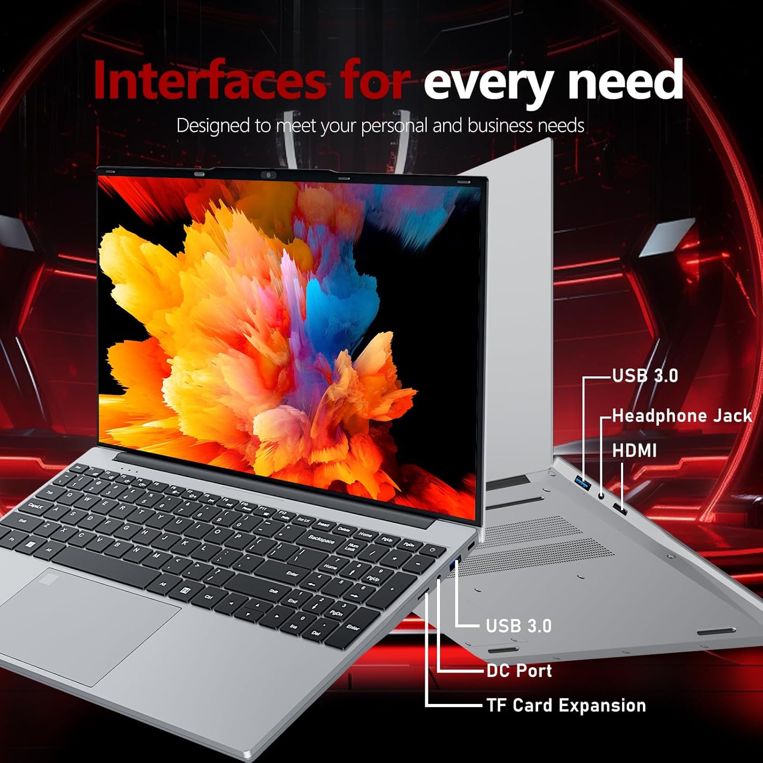 2026 Laptop, 15.6 inch Laptop Computer, 16GB RAM 512GB SSD, Celeron N150, Lap top with Backlit KB Fingerprint, WiFi5, BT4.2, 180° Open, Mini HDMI, Win 11 Pro