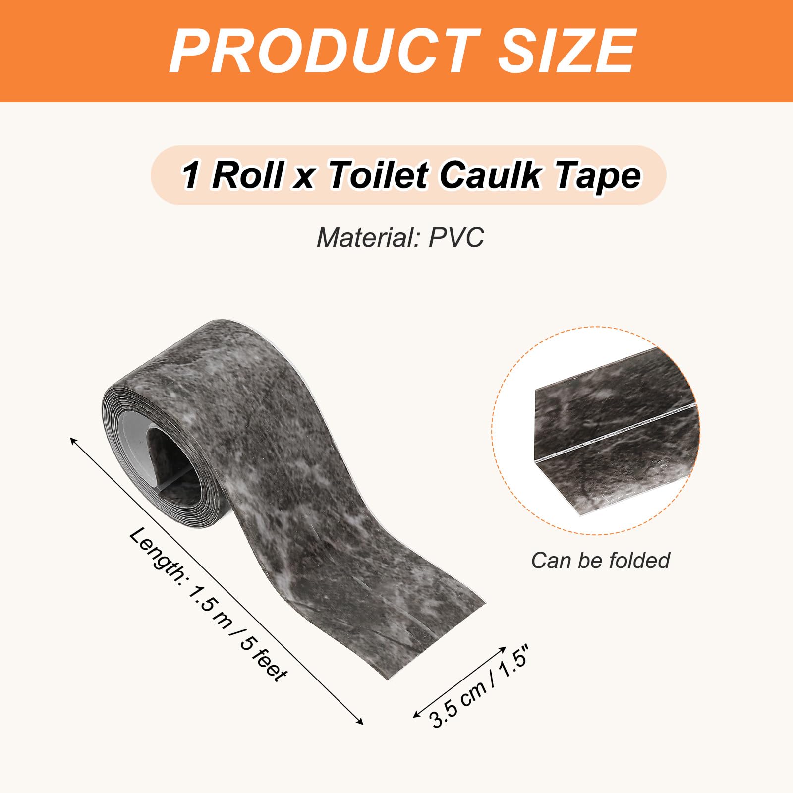 PATIKIL Caulk Tape Waterproof Self Adhesive, PVC Toilet Caulking Sealant Strip Bathtub Caulk Sealing Strip Tape for Bathroom Kitchen Countertop, Ink Painting (1.5 Inch x 5 Ft)