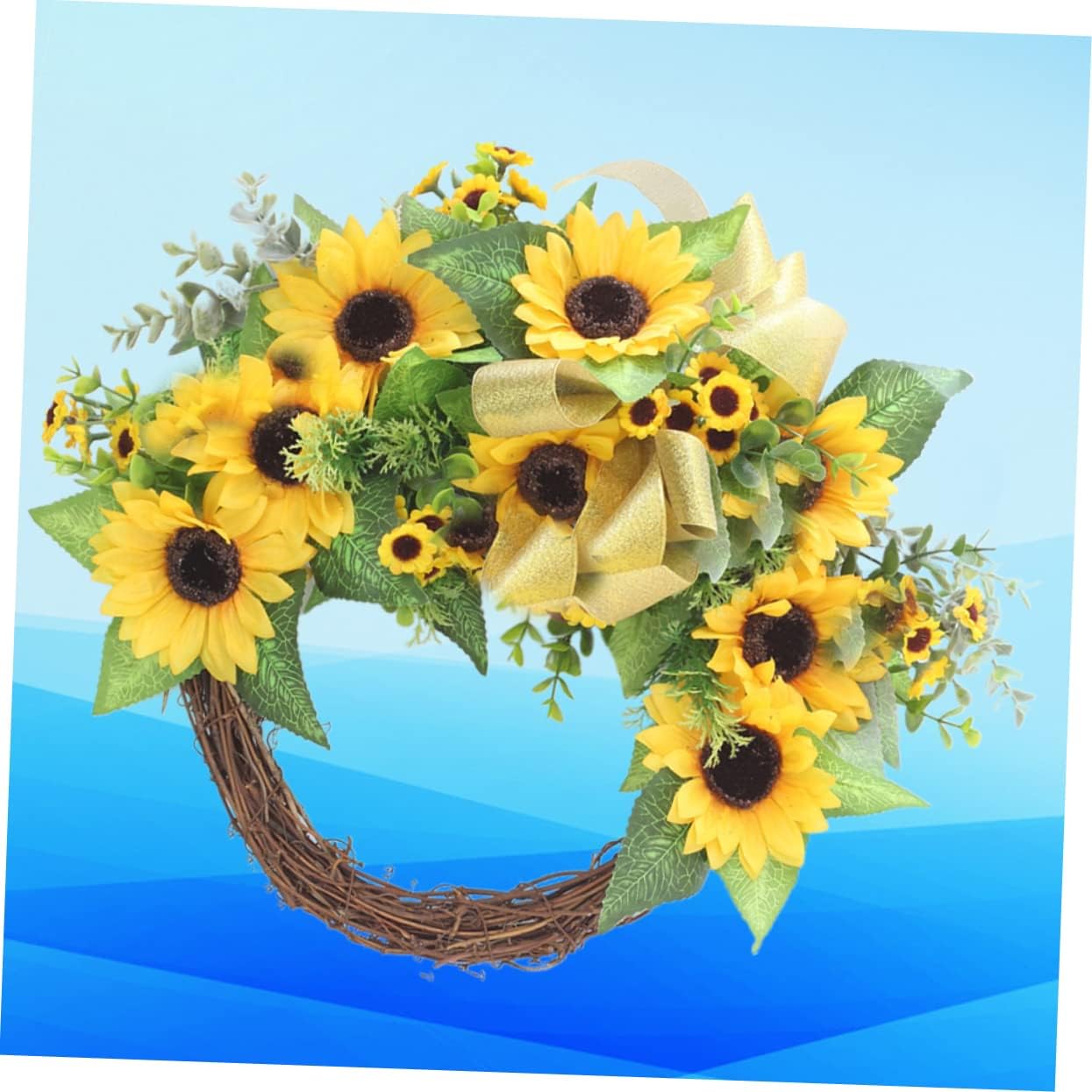 Cabilock Artificial Sunflower Garland Greenery Front Door Wreath Floral Decor for Home
