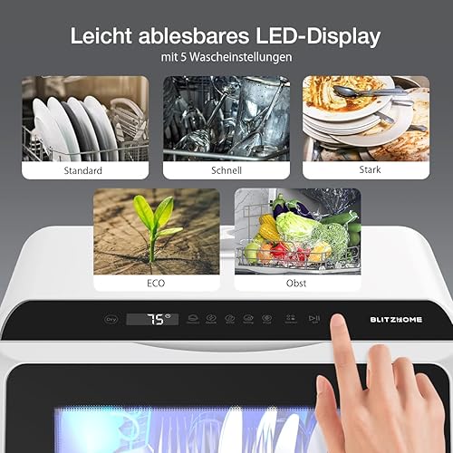 Miniatura 2 de Lavavajillas portátil, lavavajillas inteligente WIFI, mini lavavajillas compactos con tanque de agua integrado de 5 L, 6 programas, rociador doble