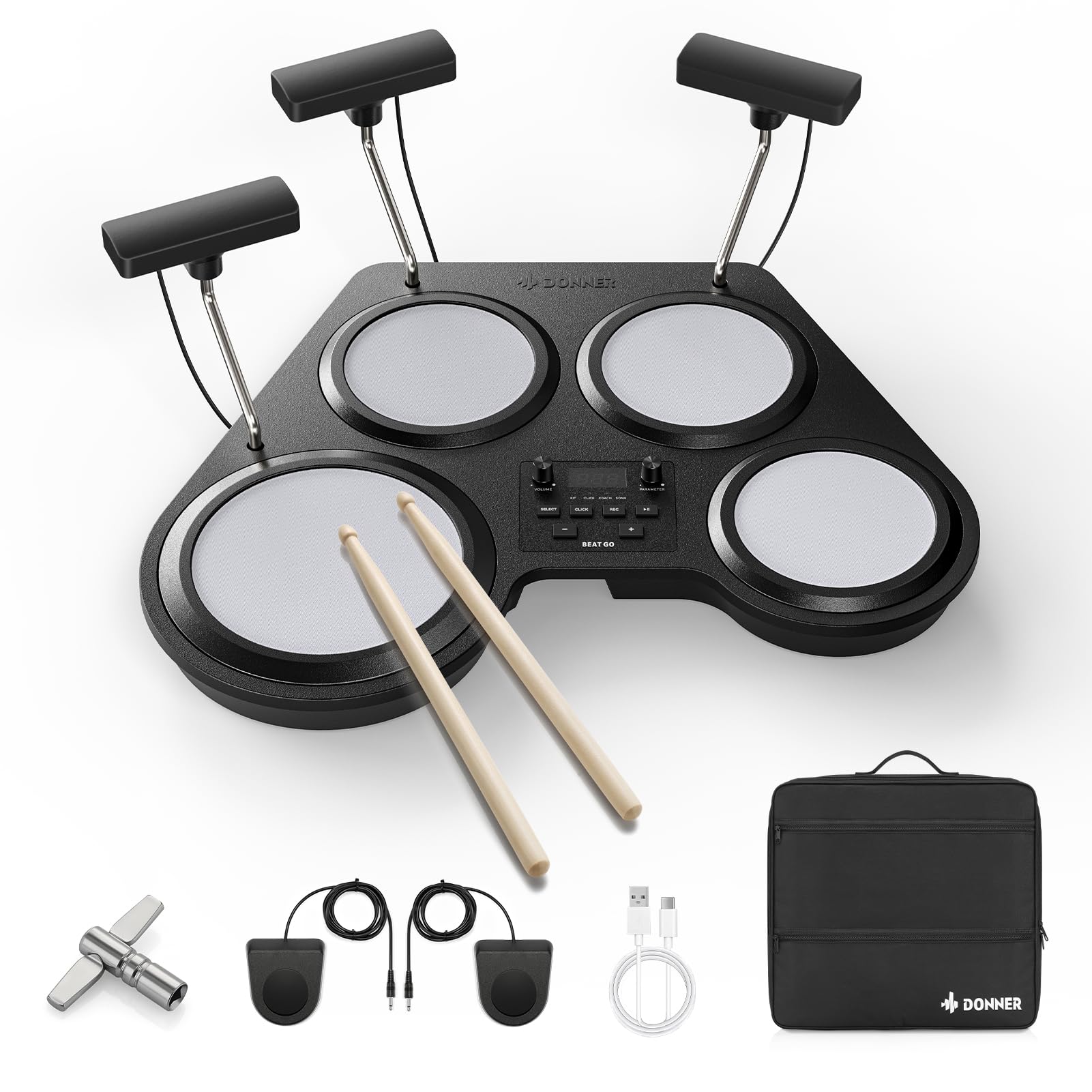 Amazon.com: Donner Beat Go Electronic Drum Set, Portable Electric