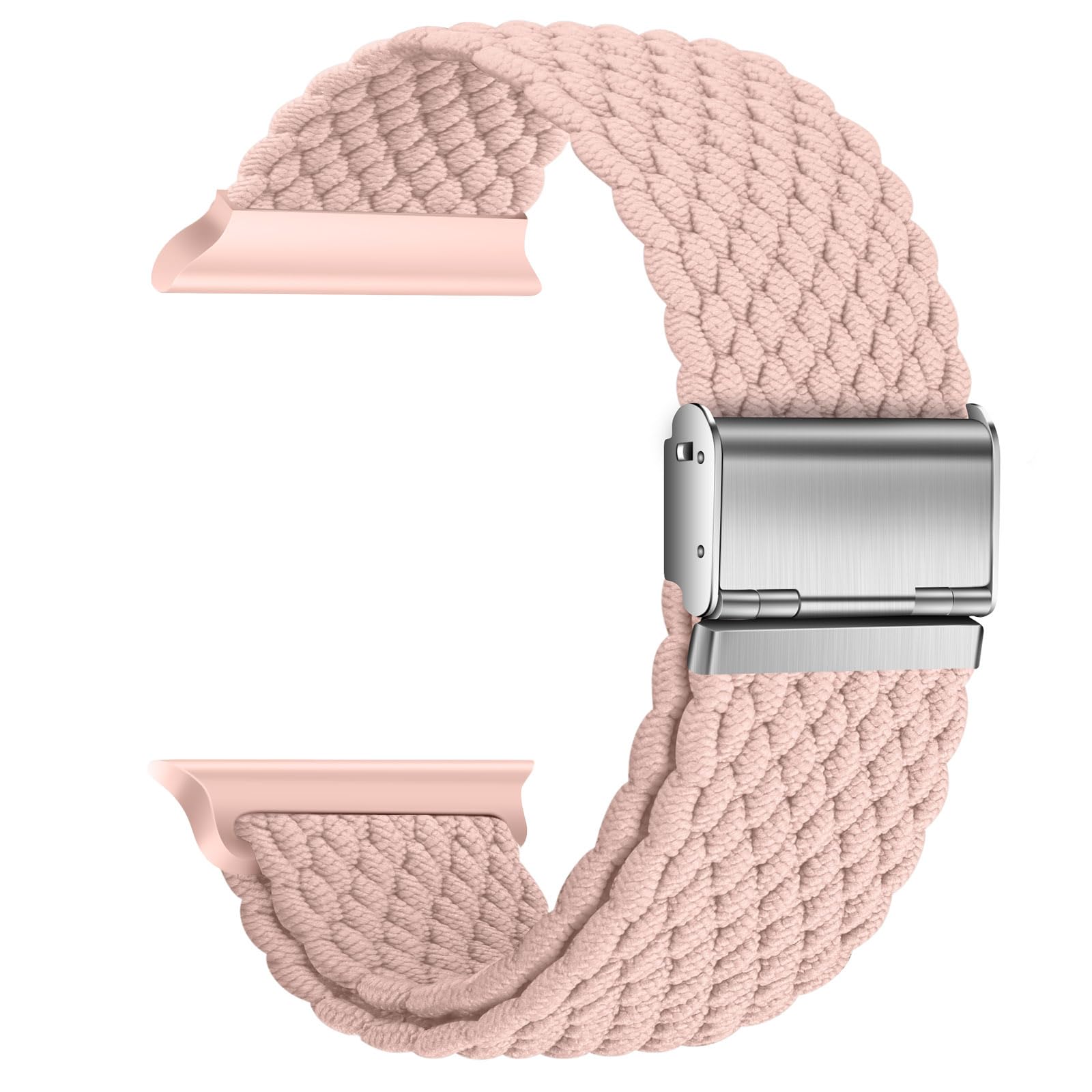 Nepfaivy Cinturino Compatibile con Apple Watch Cinturino 49mm 45mm 44mm 42mm per Donna Uomo,Cinturini di Nylon Ricambio Intrecciato Regolabile per iWatch Series Ultra/SE/8/7/6/5/4/3/2/1(M,Rosa)