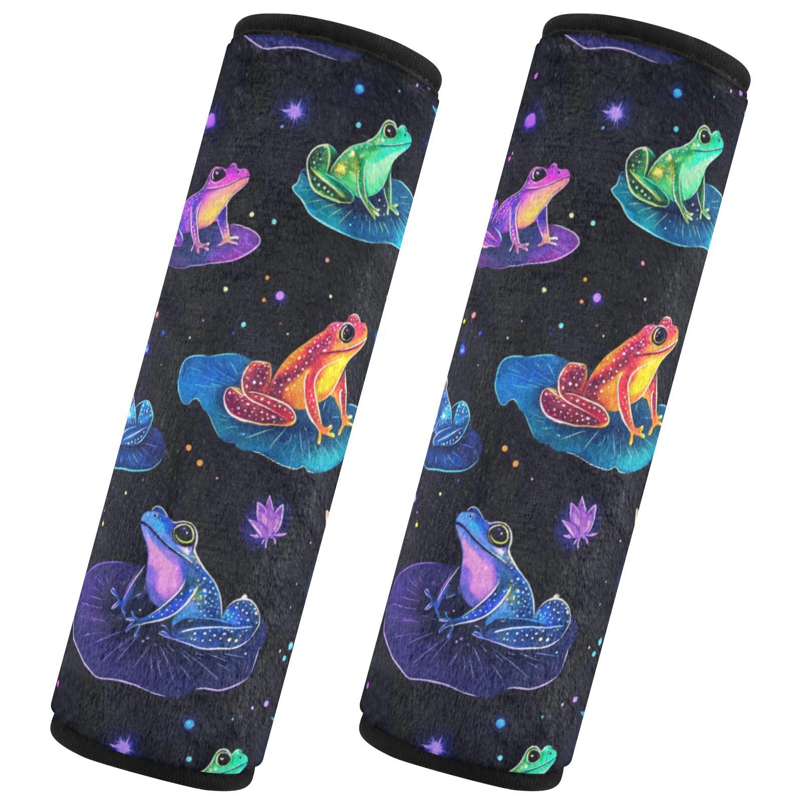 Seat Belt Covers 2 Pack Rainbow Frogs Car Seat Strap Covers Super Soft Watercolor Car Seat Neck Cover for Boys Girls Adults Babies S