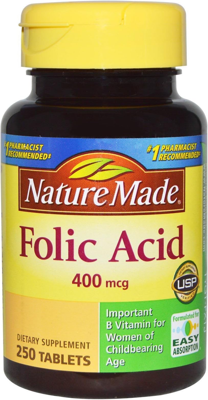 Folic Acid 400 mcg (665 mcg DFE) Tablets, 250 Count (Pack of 3)